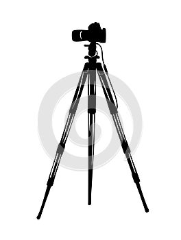 Silhouette Vector of Camera on Tripod for  and Design Use