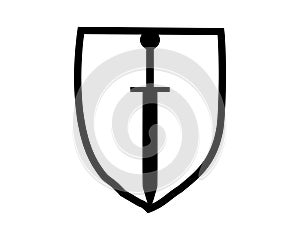 silhouette vector design of sword and shield.