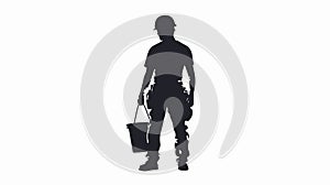 Professional Builder Worker Silhouette Vector Illustration for Construction Projects