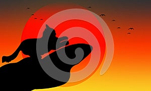 Jumping cat silhouette