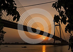 Silhouette of Vidyasagar Setu, Kolkata