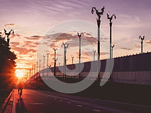 Silhouette vintage asia architecture lamp post on asia beautifu photo