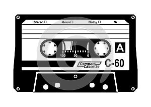 Silhouette of vintage audio cassete tape.