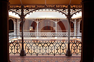 Silhouette of vintage steel fabrications in the palace of bangalore. photo