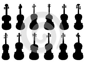 Set of violin silhouette vector art photo