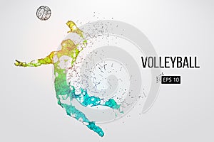 Silhouette of volleyball player. Vector illustration.