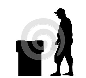 Silhouette of voting older man, election. Vector illustration