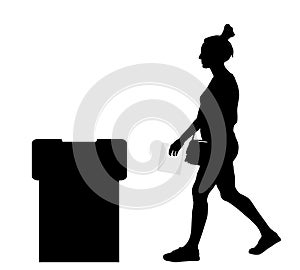 Silhouette of voting woman, election. Vector illustration