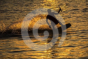 Silhouette Wakeboarder in action