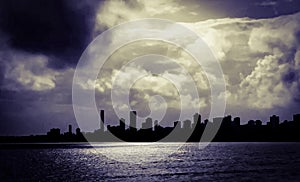 Silhouette of Walkeshwar, South Mumbai, India