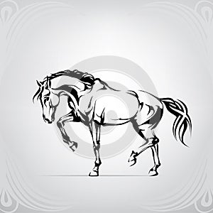 Silhouette of a walking horse. vector illustration