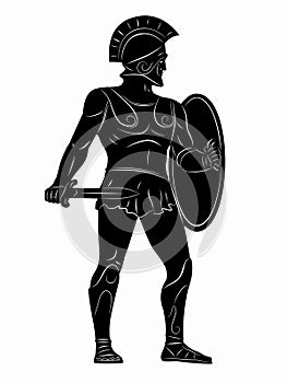 silhouette of a warrior, vector draw