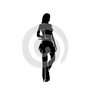 Silhouette of a warrior woman holding a sword blade weapon.