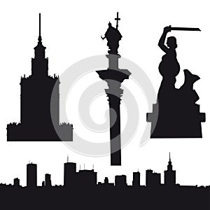 Silhouette of Warsaw in Poland