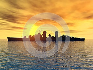 Silhouette of a Warship