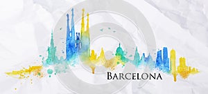 Silhouette watercolor Barcelona photo