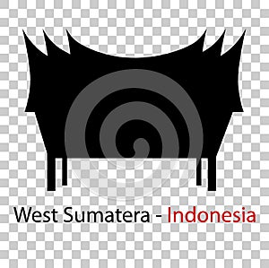 Silhouette west sumatera, indonesia traditional building, at transparent effect background