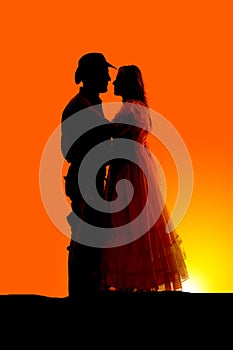 Silhouette western couple romantic
