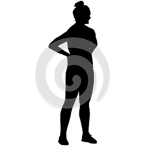 Silhouette on a white background of a woman on a walk