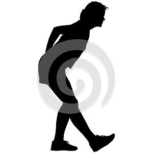 Silhouette on a white background of a woman on a walk
