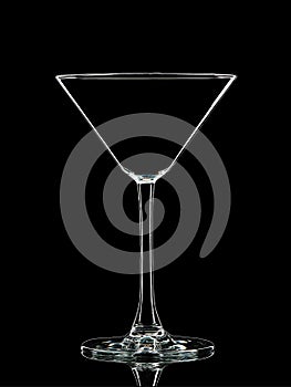 Silhouette of white martini glass with clipping path on black background