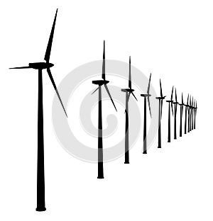 Silhouette of wind turbines