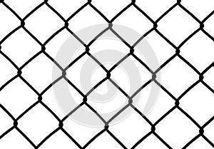 Silhouette of wired fence isolated on white,