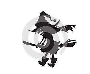 Silhouette of a witch on a broomstick