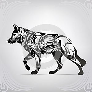 Silhouette of a wolf in an ornament. vector illustration