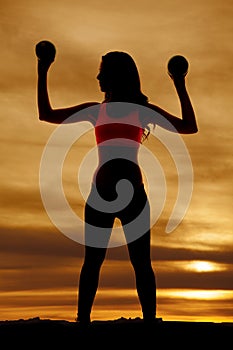 Silhouette woman balls up look side