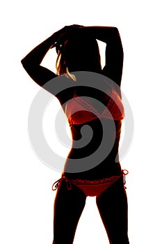 Silhouette woman bikini close look side