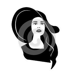 Silhouette of a woman in a black hat