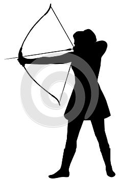 Silhouette of a woman with a bow on a white background