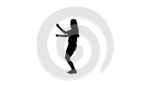 Silhouette woman dancing energetically