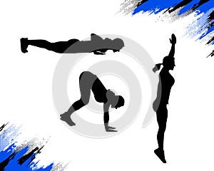 Silhouette of a woman doing burpee exercise