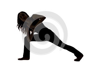 Silhouette of a woman doing Twisted Lunge in Yoga