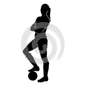 silhouette of woman female playing football