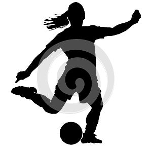 silhouette of woman female playing football