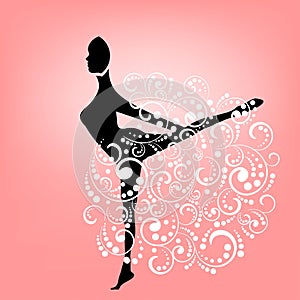 Silhouette of woman in graceful movement photo