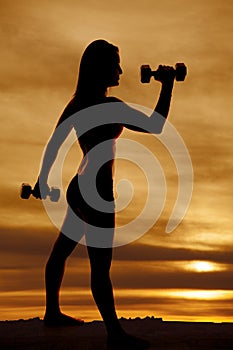 Silhouette woman hammer curl