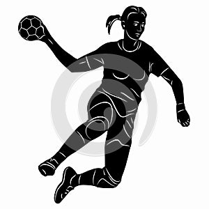 Silhouette woman handball player. vector drawing
