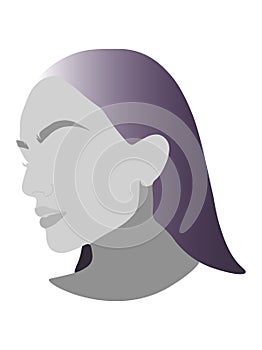 Silhouette of woman head, face in profile. Beautiful female face silhouette in profile.