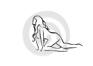 Silhouette of woman illustration drawing