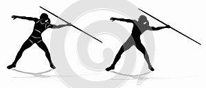 Silhouette of woman javelin thrower , vector drawing photo