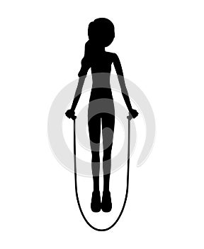 Silhouette woman jump rope down