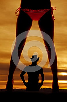 Silhouette woman legs bikini front