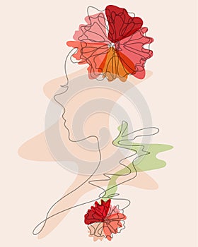 Silhouette woman line art style vector illustration design