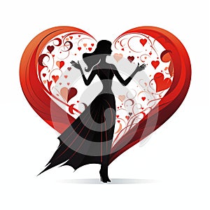 silhouette woman and love heart