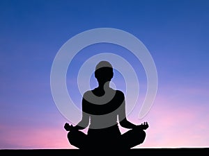 Silhouette woman meditate