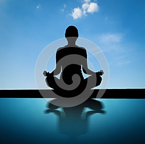 Silhouette woman meditate